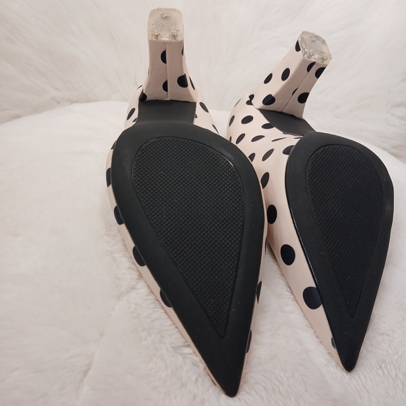 The Unbranded Brand Shoes - Polka Dot Pumps With A Clear Plastic Heel Tip, Size 40 Is US Size 9